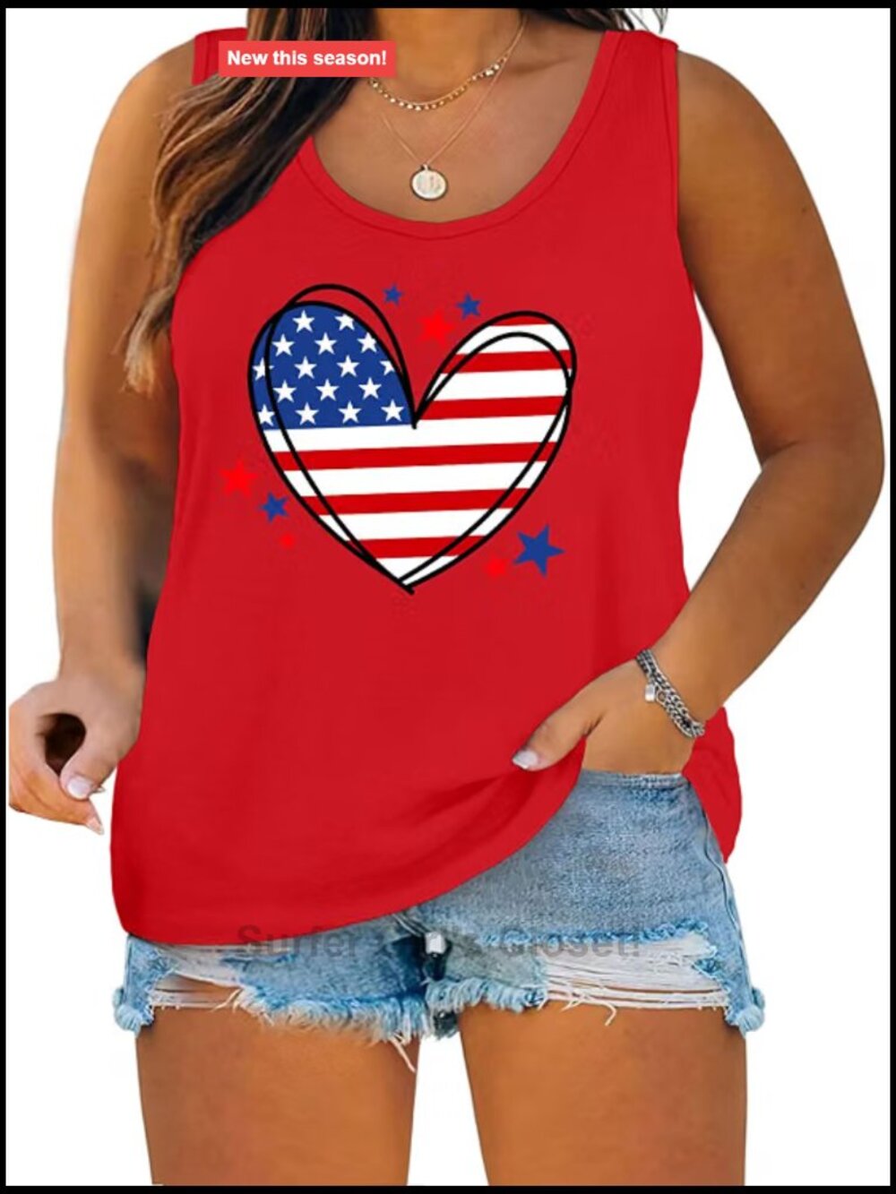 Plus Size Patriotic Racerback Tank Top 4th of July Women's Sleeveless USA Flag